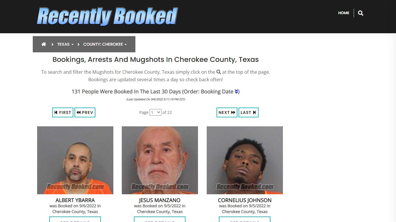 Recent bookings, Arrests, Mugshots in Cherokee County, Texas